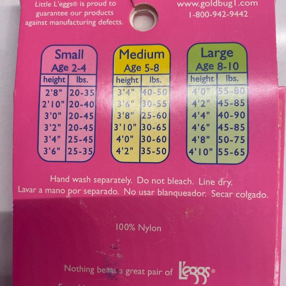 Little L’eggs White Tights Girls Size L For Ages 8-10 NEW - Picture 3 of 4